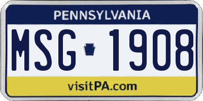 PA license plate MSG1908