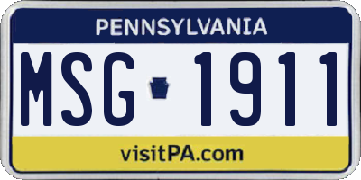 PA license plate MSG1911
