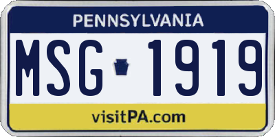 PA license plate MSG1919