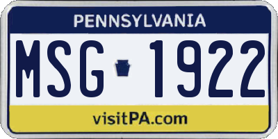 PA license plate MSG1922