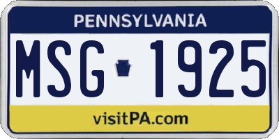 PA license plate MSG1925