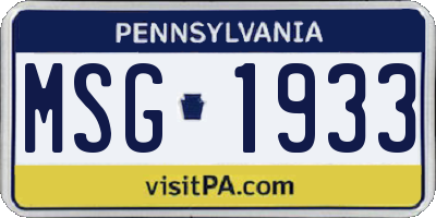 PA license plate MSG1933