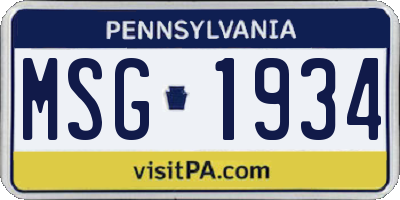 PA license plate MSG1934