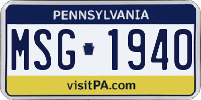 PA license plate MSG1940