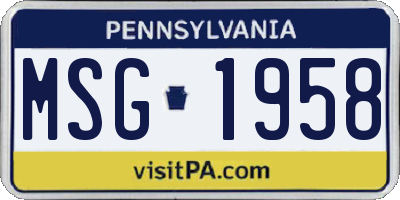 PA license plate MSG1958
