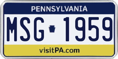 PA license plate MSG1959