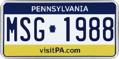 PA license plate MSG1988