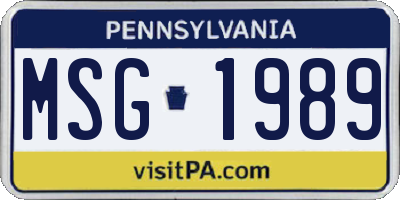 PA license plate MSG1989