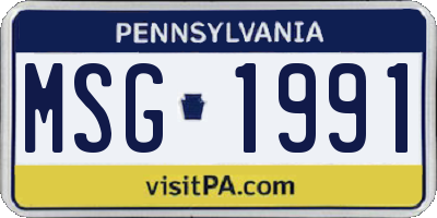 PA license plate MSG1991