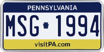 PA license plate MSG1994