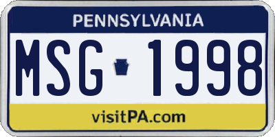 PA license plate MSG1998