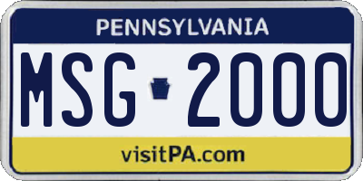 PA license plate MSG2000