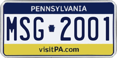 PA license plate MSG2001