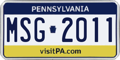 PA license plate MSG2011