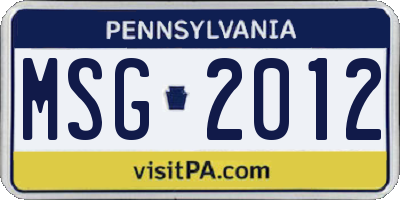 PA license plate MSG2012