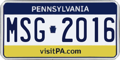 PA license plate MSG2016