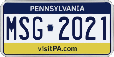 PA license plate MSG2021