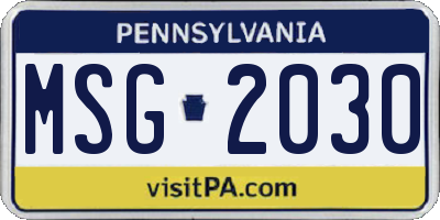 PA license plate MSG2030