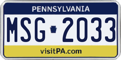 PA license plate MSG2033