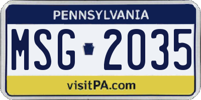 PA license plate MSG2035