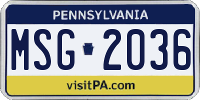 PA license plate MSG2036