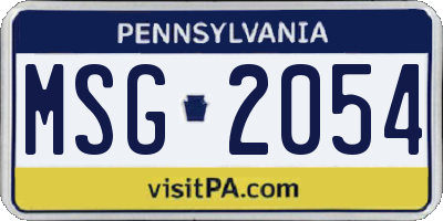 PA license plate MSG2054