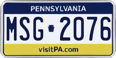PA license plate MSG2076