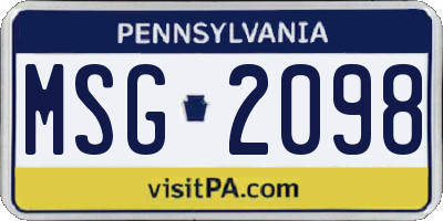 PA license plate MSG2098