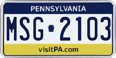 PA license plate MSG2103