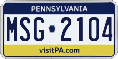 PA license plate MSG2104
