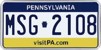 PA license plate MSG2108