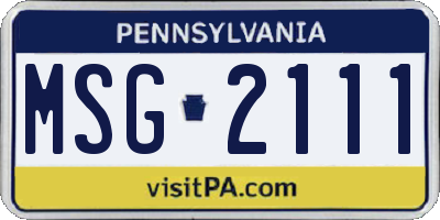 PA license plate MSG2111