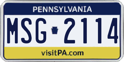 PA license plate MSG2114
