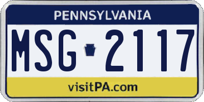 PA license plate MSG2117