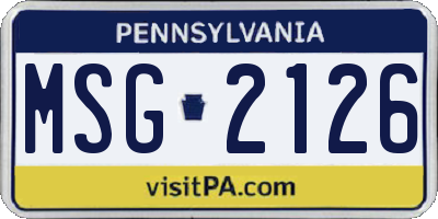 PA license plate MSG2126