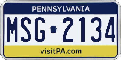 PA license plate MSG2134