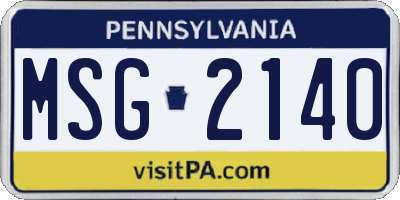 PA license plate MSG2140