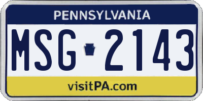 PA license plate MSG2143