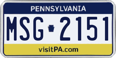 PA license plate MSG2151