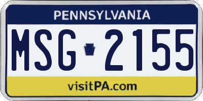 PA license plate MSG2155
