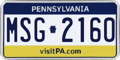 PA license plate MSG2160