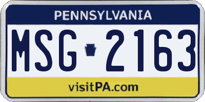 PA license plate MSG2163