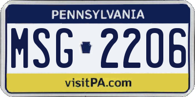 PA license plate MSG2206