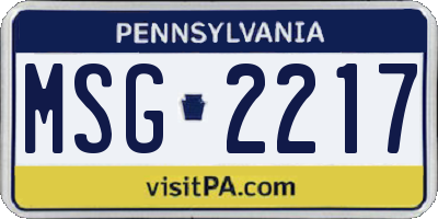 PA license plate MSG2217