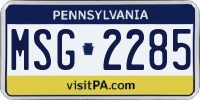 PA license plate MSG2285