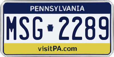 PA license plate MSG2289