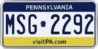 PA license plate MSG2292