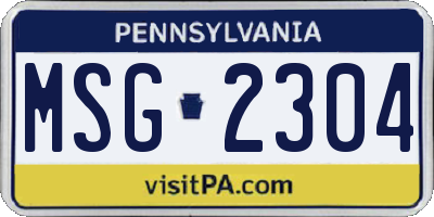 PA license plate MSG2304