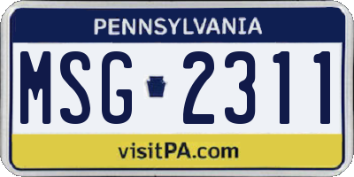 PA license plate MSG2311