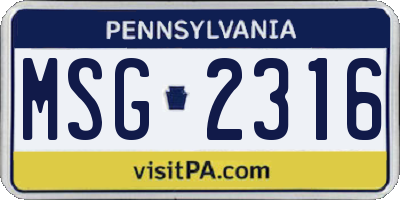 PA license plate MSG2316